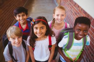 Pulic school students in hallway